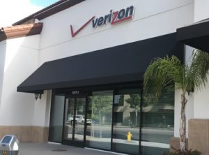 Verizon's black storefront awning