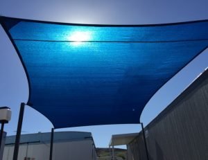 Blue rectangular sun shade panel
