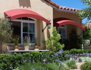 Red residential window awnings