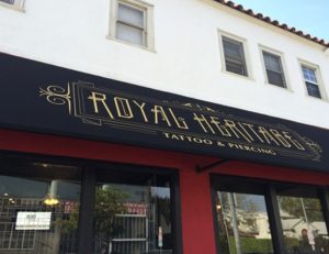 Black commercial awning for Royal Heritage