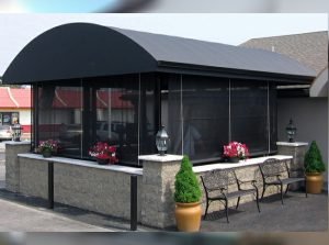 Custom black storefront awning