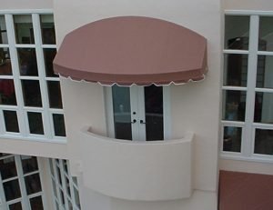 Custom residential porch awning with brown awning fabric