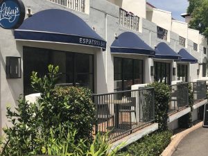 Libbey's blue patio awning