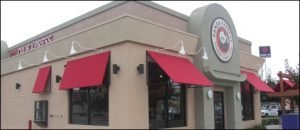 Panda Express red custom window awnings