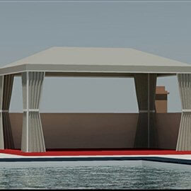 3D rendering of a custom pool canopy