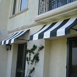 Black and white striped custom awnings