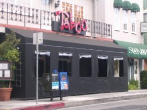 Black custom patio cover for Taboo