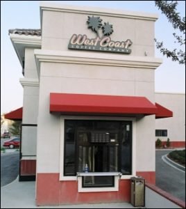 Custom storefront awning for West Coast Coffee Company